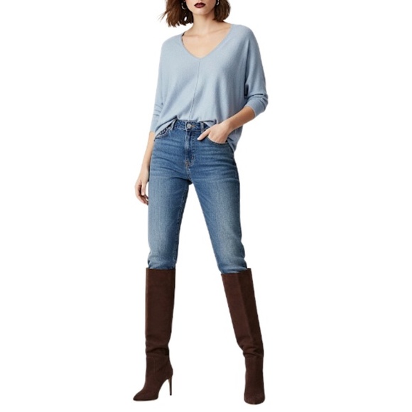 Part Two Copenhagen blue linen blend dolman sleeve lightweight sweater M - Picture 2 of 14